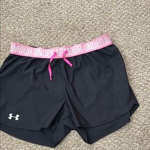 Under Armour Women's Black Shorts with Pink Trim